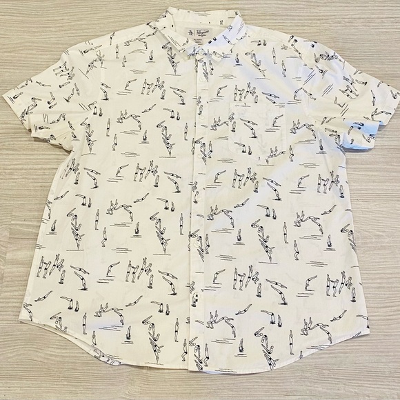 Original Penguin Other - Original Penguin White and Navy Blue Professional Swimmer Printed Men's Shirt